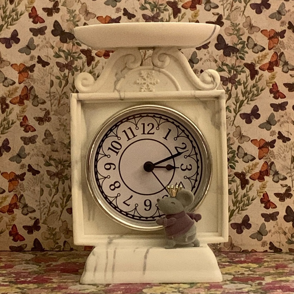 BNWT Bath and body works bbw Christmas mouse clock marble candle holder
